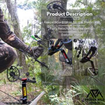 My Bow Buddy Hi-Profile Hang-On Buddy Hunting Bow Holder | Stainless Steel Bow Hangers for Tree Stand | Tree Stand Accessories for Hunting for Compound or Crossbow | Tree Stand Accessory Holder