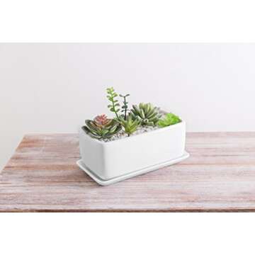 Elegant White Ceramic Indoor Planter with Drainage
