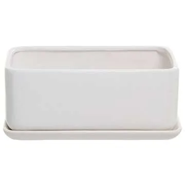 Elegant White Ceramic Indoor Planter with Drainage