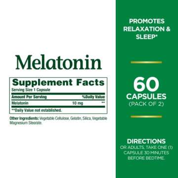 Nature's Bounty Melatonin, 100% Drug Free Sleep Aid, Dietary Supplement, Promotes Relaxation and Sle...