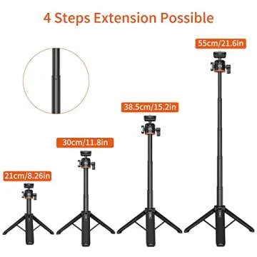 UURIG 20.1" Mini Extendable Tripod with 360° Ball Head