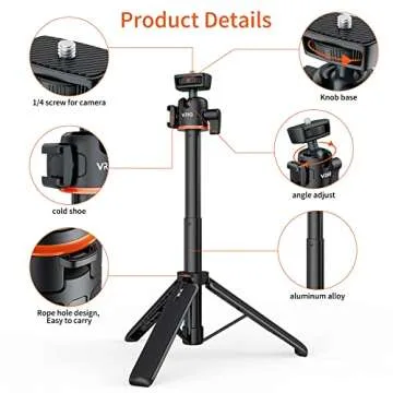 UURIG 20.1" Mini Extendable Tripod with 360° Ball Head