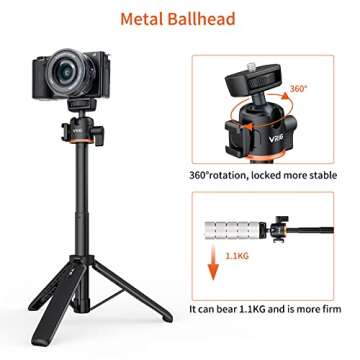 UURIG 20.1" Mini Extendable Tripod with 360° Ball Head