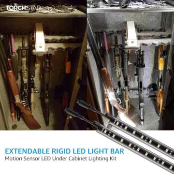 TORCHSTAR LED Safe Lighting Kit - 4 Linkable Light Bars with Motion Sensor