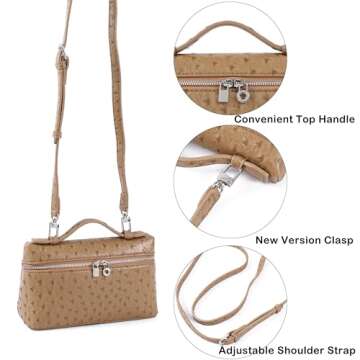 Rejolly Crossbody Bag for Women L19 Pouch Top-Handle Leather Bag Designer Shoulder Handbag Quiet Luxury Trendy Purse Khaki