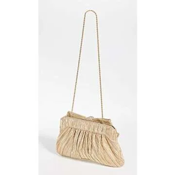 Loeffler Randall Women's Rayne Pleated Frame Clutch, Gold, One Size