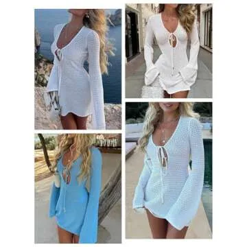 ANRABESS Womens Swimsuit Crochet Swim Cover Up Summer Bathing Suit Swimwear Hollow Out Mesh Knit Bea...