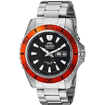 Orient Men's Mako XL Automatic Stainless Steel Diving Watch - Black Dial, Orange Bezel