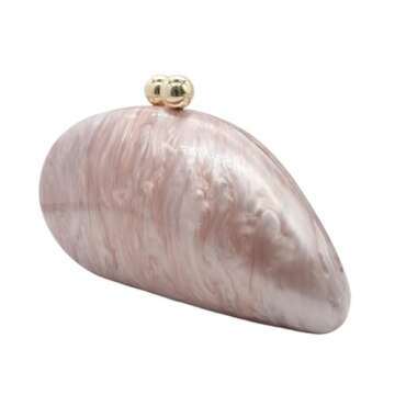 UMREN Seashell Chain Shoulder Bag for Women Acrylic Evening Clutch Bag Glitter Marble Purse Handbag ...