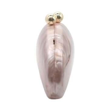 UMREN Seashell Chain Shoulder Bag for Women Acrylic Evening Clutch Bag Glitter Marble Purse Handbag for Wedding Party Prom Pink