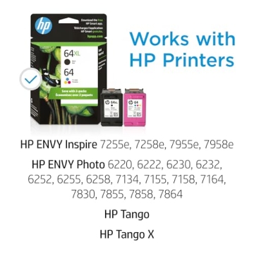 Original HP 64 Tri-color & 64XL Black Ink Cartridges 2-Pack