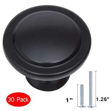 E Yuty 30 Pack Black Metal Round Kitchen Cabinet Hardware Drawer Pull Knob Cabinet Knobs