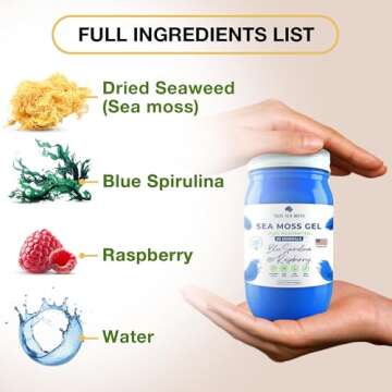 TrueSeaMoss Wildcrafted Irish Sea Moss Gel - Made with Dried Seaweed & Fresh Sea Vegetables, Seamoss - Made in USA (Blue Spirulina and Raspberry, Pack of 1