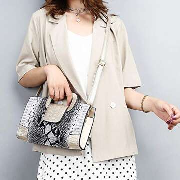 ZLMBAGUS Women Vintage Flap Tote Top Handle Satchel Handbags PU Leather Clutch Purse Shoulder Bag (Y...