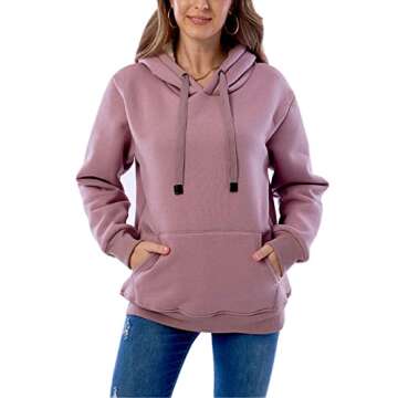 Haellun Womens Casual Winter Warm Fleece Sherpa Lined Pullover Hooded Sweatshirt (Purple, Large)