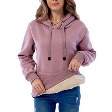 Haellun Women's Cozy Sherpa Lined Hoodie for Winter