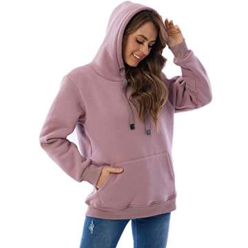 Haellun Women's Cozy Sherpa Lined Hoodie for Winter