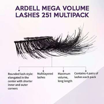 Ardell False Eyelashes Mega Volume 251 - 4 Pairs for Glamorous Lashes
