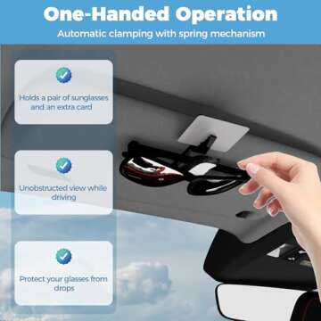 ROSON Sunglass Holder for Car Sun Visor, 2 Pack Glasses Holder Clip Hanger Eyeglasses Mount for Car with Bling Rhinestones Crystal Ticket Card Clip (White)