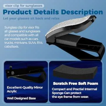 Stylish ROSON Sunglass Holder with Bling for Your Car