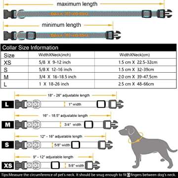 Reflective Personalized Dog Collar - Custom Embroidered Dog Collars with Pet Name and Phone Number for Boy and Girl Dogs, 4 Adjustable Sizes, XSmall,Small, Medium and Large