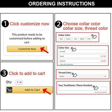 Reflective Personalized Dog Collar - Custom Embroidered Dog Collars with Pet Name and Phone Number for Boy and Girl Dogs, 4 Adjustable Sizes, XSmall,Small, Medium and Large