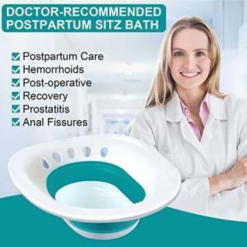 Sitz Bath for Toilet - Sitz Bath for Hemorrhoids - Foldable Sitz Bath for Postpartum Care, Designed ...