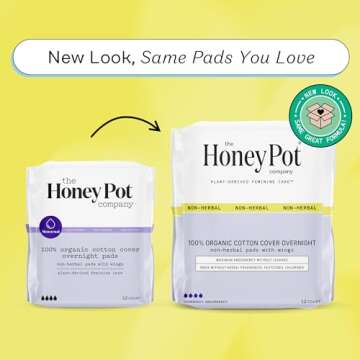 The Honey Pot Company - Pads for Women - Non-Herbal Overnight Pads w/Wings - Organic Cotton Cover, &...