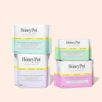 The Honey Pot Company - Pads for Women - Non-Herbal Overnight Pads w/Wings - Organic Cotton Cover, & Ultra-Absorbent Pulp Core - Sanitary Pads for Women - Feminine Care - FSA & HSA Eligible - 12 ct