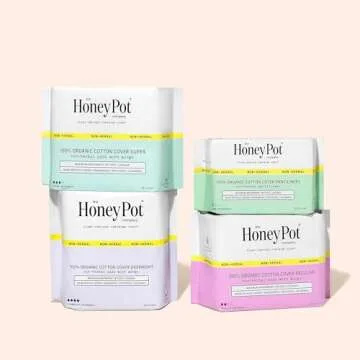 The Honey Pot Company - Pads for Women - Non-Herbal Overnight Pads w/Wings - Organic Cotton Cover, & Ultra-Absorbent Pulp Core - Sanitary Pads for Women - Feminine Care - FSA & HSA Eligible - 12 ct