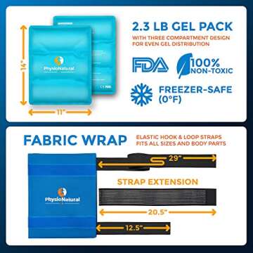 Universal Large Flexible Gel Ice Pack & Wrap - Cold Therapy for Your HIPS, Shoulders, Elbow, Back, Knees – Instant Pain Relief for Injuries, Recovery, Swelling, Aches, Arthritis, Bruises & Sprains