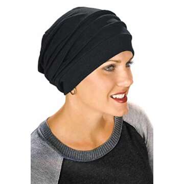 Slouchy Snood Hat - The Original 100% Cotton Slouchy Beanie - Black