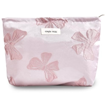 Sminra Makeup Bag Large Pink Bow Cosmetic Organizer