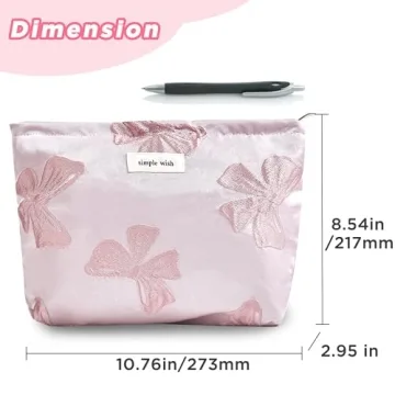 Sminra Makeup Bag Large Pink Bow Cosmetic Organizer