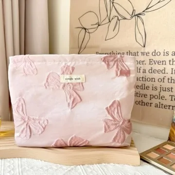 Sminra Makeup Bag Large Pink Bow Cosmetic Organizer