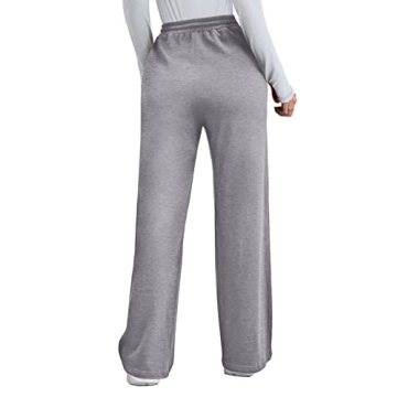 OFEEFAN Women’s Grey Elastic Waist Pants with Pockets