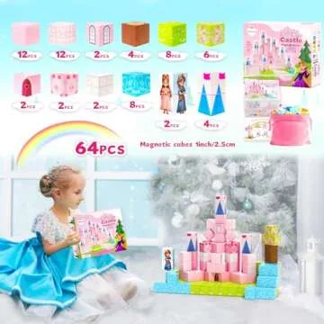Hiwawind Magnetic Blocks-Princess Castle Collection World,Magnetic Toys for 3+ Year Old Boys & Girls, Creative STEM Building Toys Gifts for Kids Ages 3-8,Montessori Sensory Play