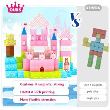 Hiwawind Magnetic Blocks-Princess Castle Collection World,Magnetic Toys for 3+ Year Old Boys & Girls, Creative STEM Building Toys Gifts for Kids Ages 3-8,Montessori Sensory Play
