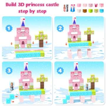 Hiwawind Magnetic Blocks-Princess Castle Collection World,Magnetic Toys for 3+ Year Old Boys & Girls, Creative STEM Building Toys Gifts for Kids Ages 3-8,Montessori Sensory Play