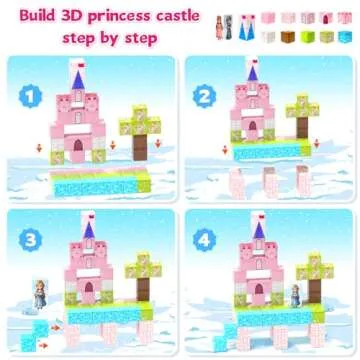 Hiwawind Magnetic Blocks-Princess Castle Collection World,Magnetic Toys for 3+ Year Old Boys & Girls, Creative STEM Building Toys Gifts for Kids Ages 3-8,Montessori Sensory Play