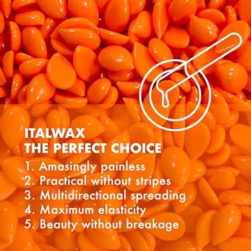 Italwax Top Line Coral - 750g / 1.65lb - Hard wax beads for hair removal - Unscented - Synthetic formulation ideal for sensitive skins - Recommended for Bikini Area and Armpits