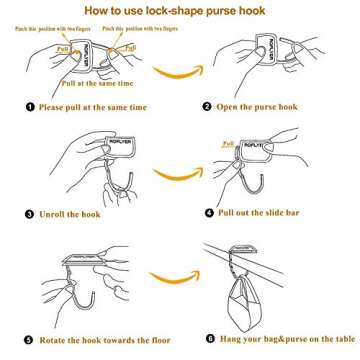 ROFLYER Handbag Design Metal Foldable Purse Bag Hook Table Hanger Set of 4