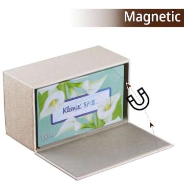 BLIENCE Tissue Box Cover Rectangular, PU Leather Tissue Box Holder, Elegant Napkin Holder Pumping Paper Tissue Dispenser for Home Office Car Desk Bathroom Vanity Countertop, Night Stand Decoration
