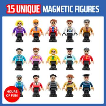 Playmags Magnetic Figures Community Set - 15 Play People for Magnetic Tile Building