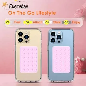 Suction Phone Case Mount, 2Pcs Silicone Phone Suction Grip Compatible with iPhone and Android Cases, Anti-Slip Hands-Free Mobile Accessory Holder, Sticky Phone Grip for Tiktok Videos and Selfies