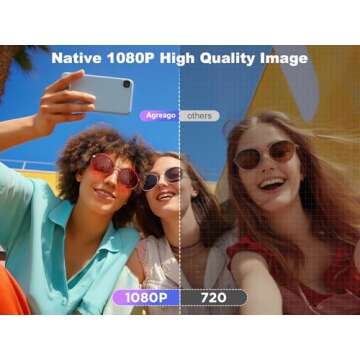 [360° Adjustable Stand] Projector with WiFi and Bluetooth, Electric Focus Movie 1080P Projector, Po...