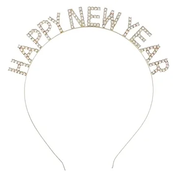 lycycse Happy New Year Headband Tiara Christmas Rhinestone Hairband Shiny Crystal Headpiece Headdres...