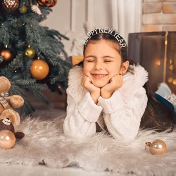 lycycse Happy New Year Headband Tiara Christmas Rhinestone Hairband Shiny Crystal Headpiece Headdress 2023 New Year Eve Party Supplies Favors Decorations