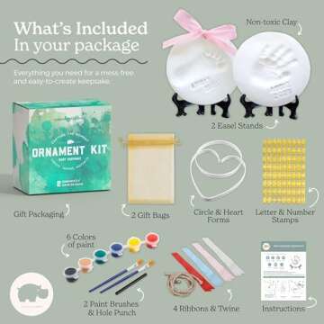Little Hippo Baby Ornament Keepsake Kit 2 EASELS! Baby Shower Gifts, Baby Footprint Kit and Handprin...