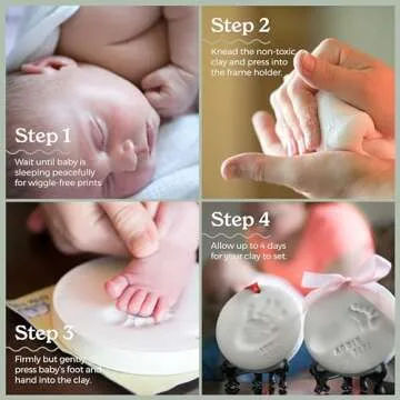 Little Hippo Baby Ornament Keepsake Kit 2 EASELS! Baby Shower Gifts, Baby Footprint Kit and Handprint Kit, Handprint Mothers Day Gift from Toddler, Personalized Baby Gifts, Mother's Day Craft Kits